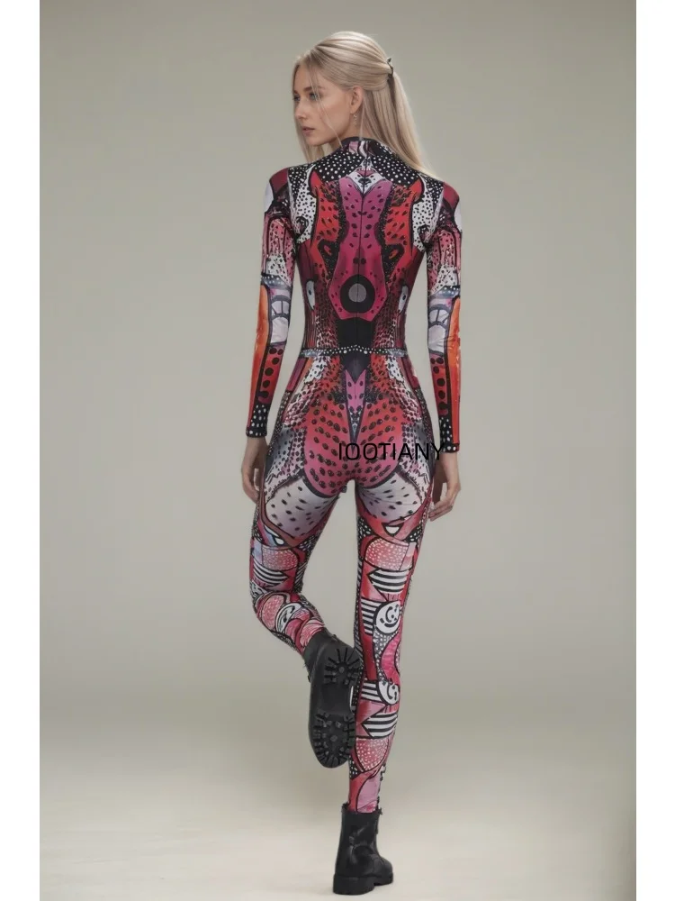 Futuristischer mechanischer Rüstungsanzug für Frauen, Graffiti-Schädel-Skelett, altägyptische Rüstung, Jumpsuit, Rave-Festival-Cosplay-Kostüm – Detail 17