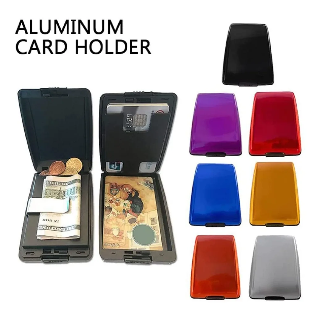 

Aluminum Alloy RFID Wallet Clip Large Capacity Waterproof Credit Card Holder Anti-theft Scanning Multi-function