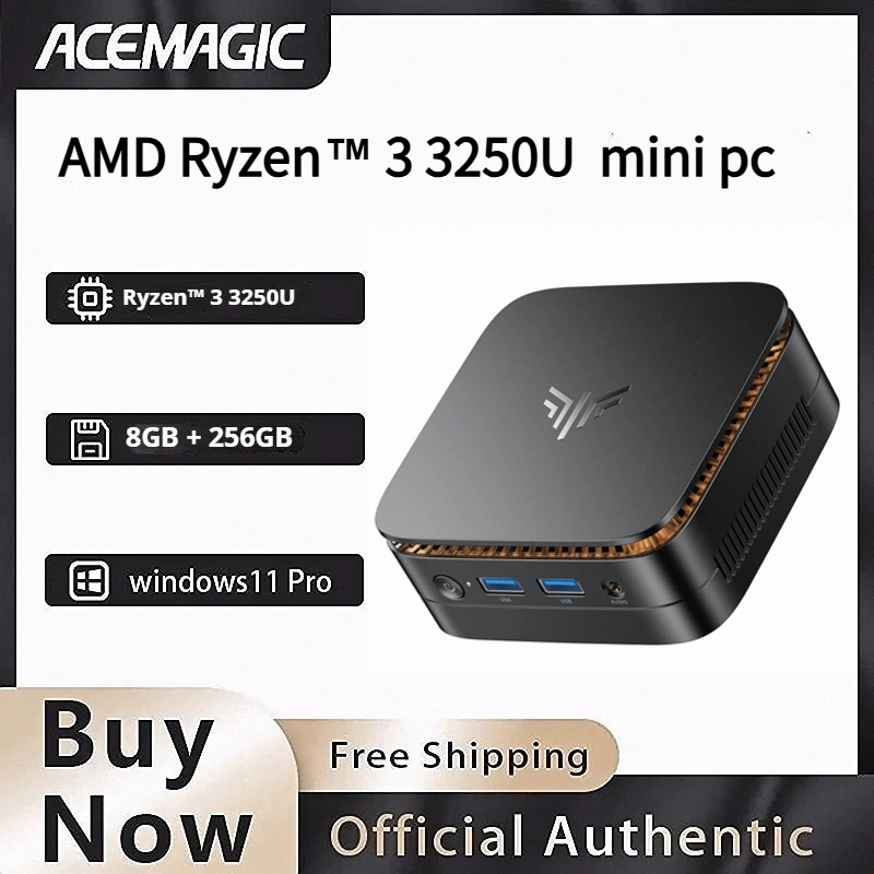 ACEMAGIC AMD Ryzen 3 3250U/3150 Mini PC 8GB DDR4 RAM 256GB SSD Windows 11 Pro Dual 4K Display Small Form Factor Desktop Computer