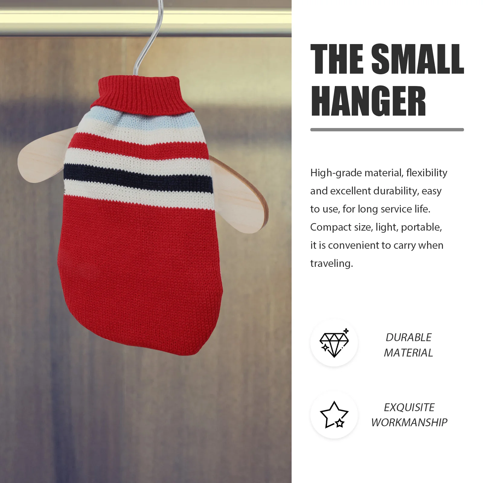 

10pcs Wooden Dog Small Pet Hangers Household Clothes Hangers Cat Accessory Portable Wear-Resistant For Home Dormitory