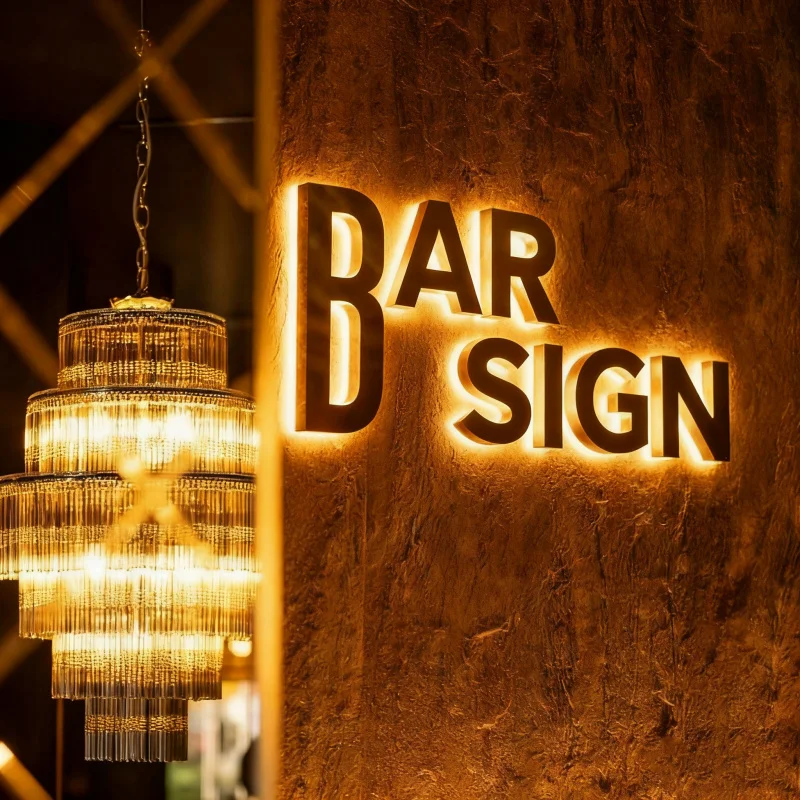 custom.Custom Led Backlit Illuminated 3D Metal Shop Sign Board Store Office Led Signage Company Wall Outdoor Displ