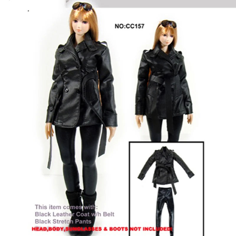 

Модель костюма dollsfix в готическом стиле женская кожаная ветровка и брюки для экшн-фигурки 12 дюймов, масштаб CC157, 1/6