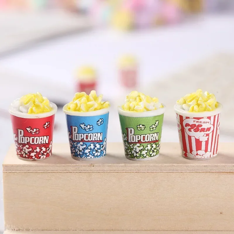 10pcs 3d Mini Kawaii Resin Popcorn Statue Miniature Figures Dollhouse Desk Accessories Figurines