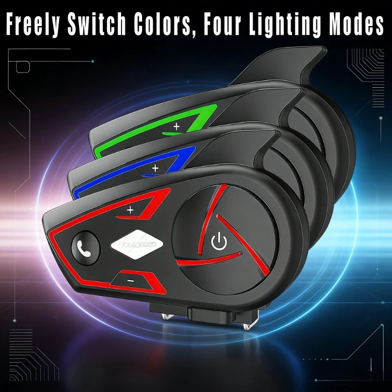 

Houtonsen S3 Motorcycle Helmet Bluetooth Headset 1000M Waterproof Intercom RGB Tri-Color Ambient Light Interphone