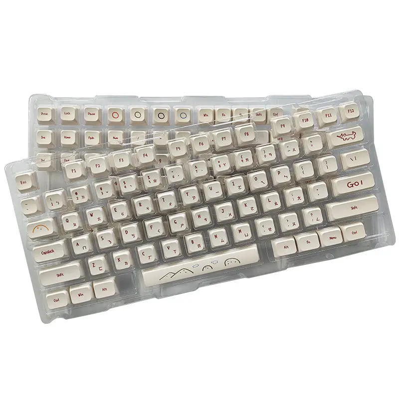 Teclas pbt personalizadas para teclado mecânico xda, conjunto completo de 129 teclas, grafite pintado à mão sublimado por tinta, durável anti-desbotamento