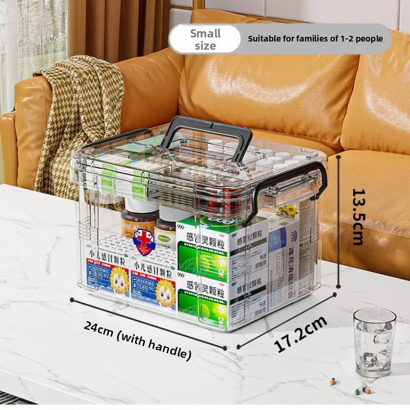Medicine Storage Box Large Capacity Organizer Multi Layer Transparent Case Dustproof Portable Medical Storage for Home Use