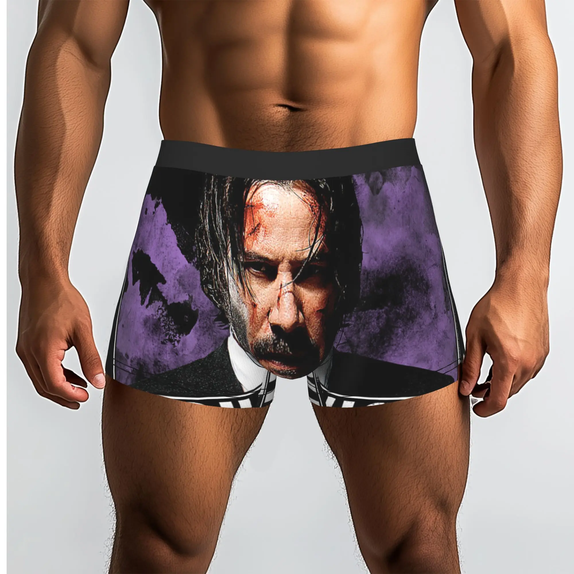 Purple Smoke Photo Collage Action Movie John Wick Underpants Breathbale Panties Male Underwear Ventilate Shorts Boxer Briefs