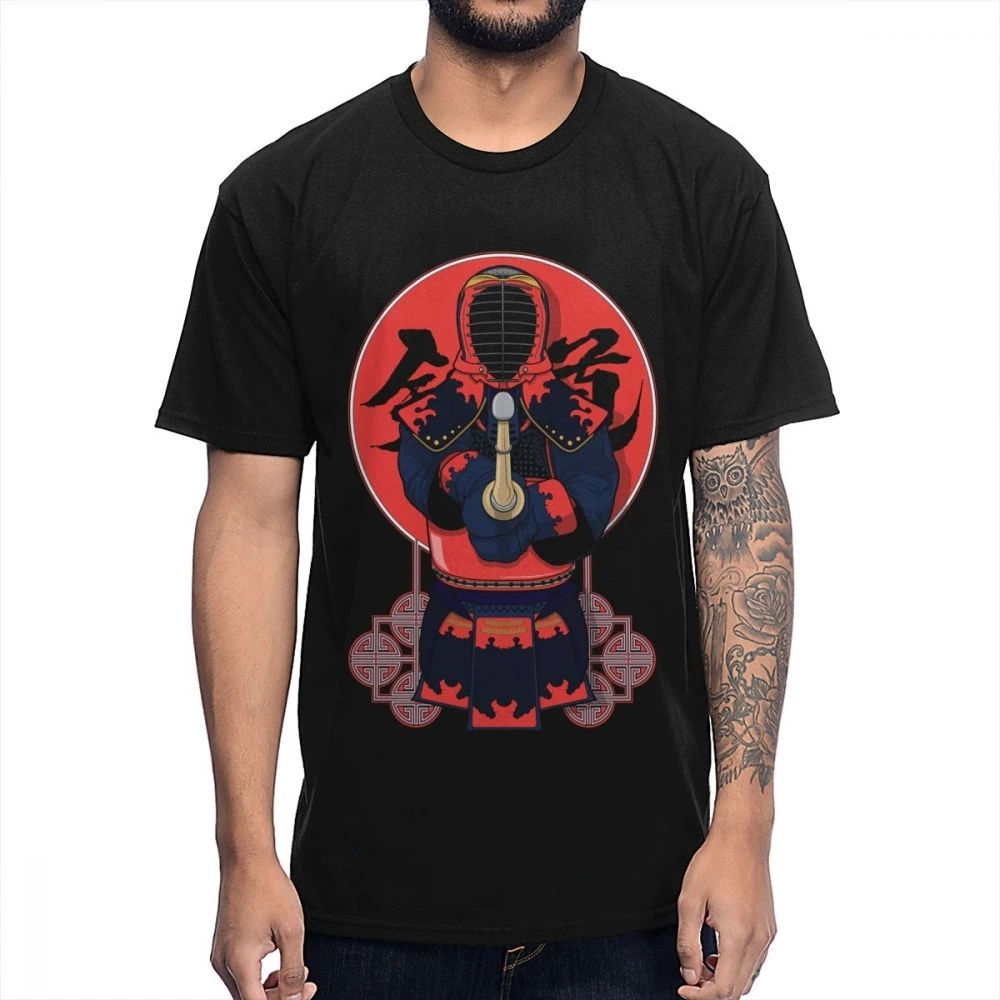 Vintage Style High-Q Print O-neck  T-shirt Tees For Man Japan Kendo Samurai T Shirt