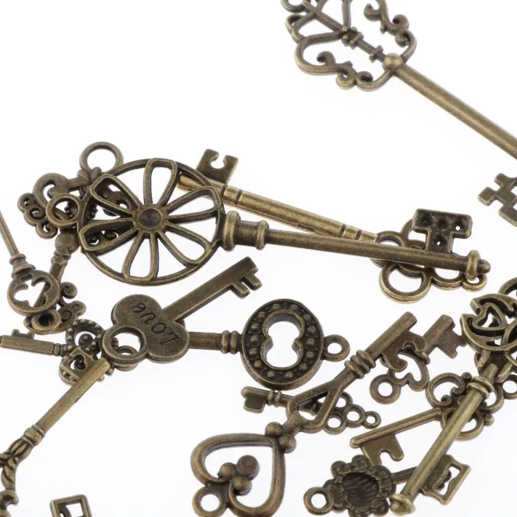 Antique Bronze Pendant for DIY Jewelry Assorted Alloy Lock and Key Earring Connectors for Charm Bracelets