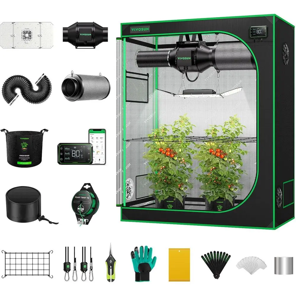 

4x2 ft. LED Grow Tent Kit with Automated Ventilation, Circulation, and Full Spectrum 200W Light