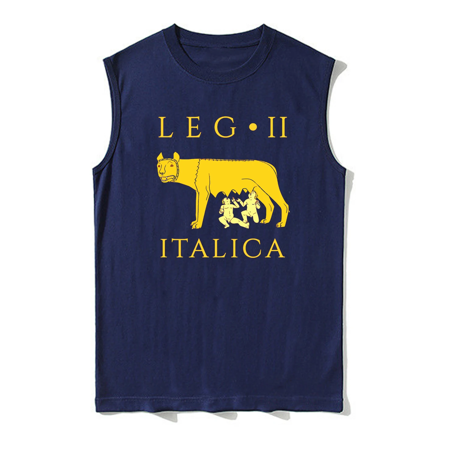 Roman Legion - Legio II Italica Vexillum She-wolf Symbol Tanktop 100% Cotton O-Neck Vests Summer Casual Mens Sleeveless T-shirt