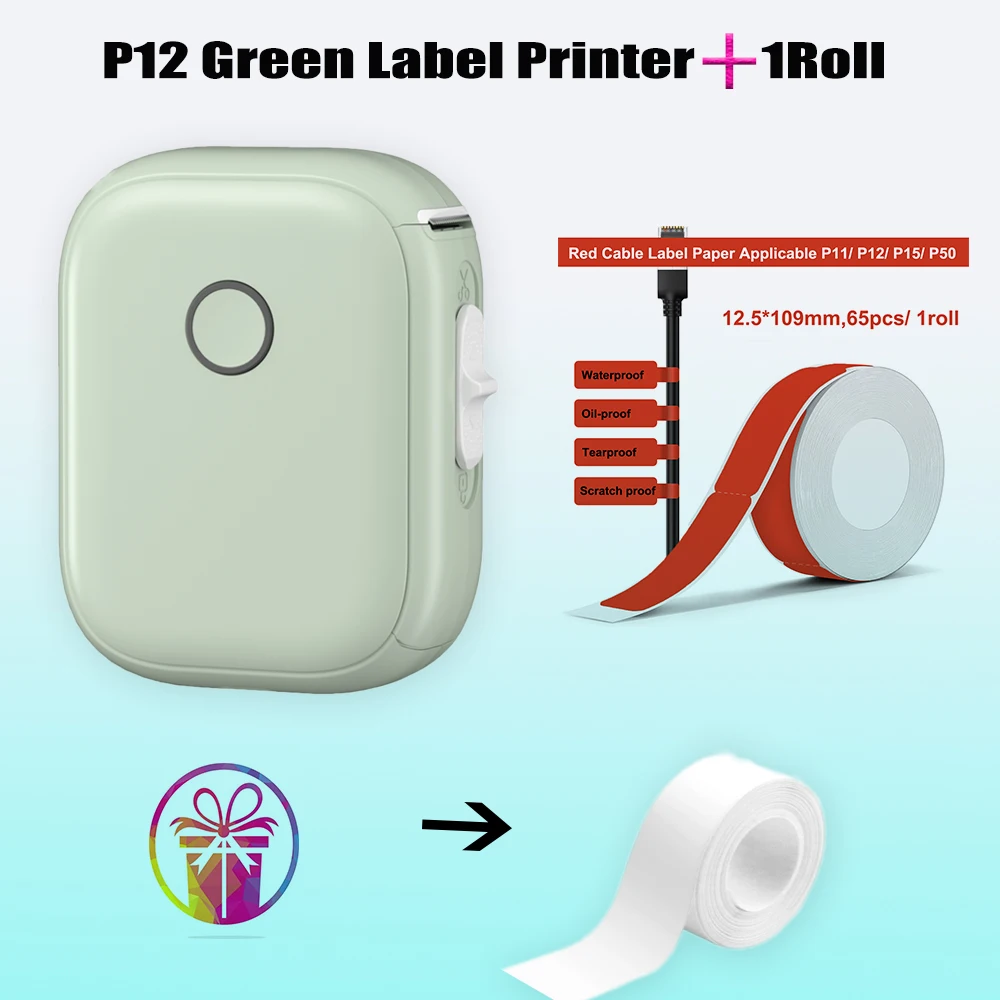 Inkless P12 Bluetooth Continuous Label Printer Empowering Creativity and Efficiency in Labeling & Suitable for Various Scenarios