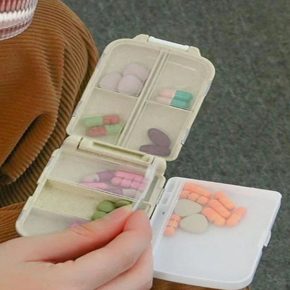 Organizador de pastillas portátil de 8 compartimentos para viajes, camping, caza - Contenedor de estuche para tableta a prueba de humedad