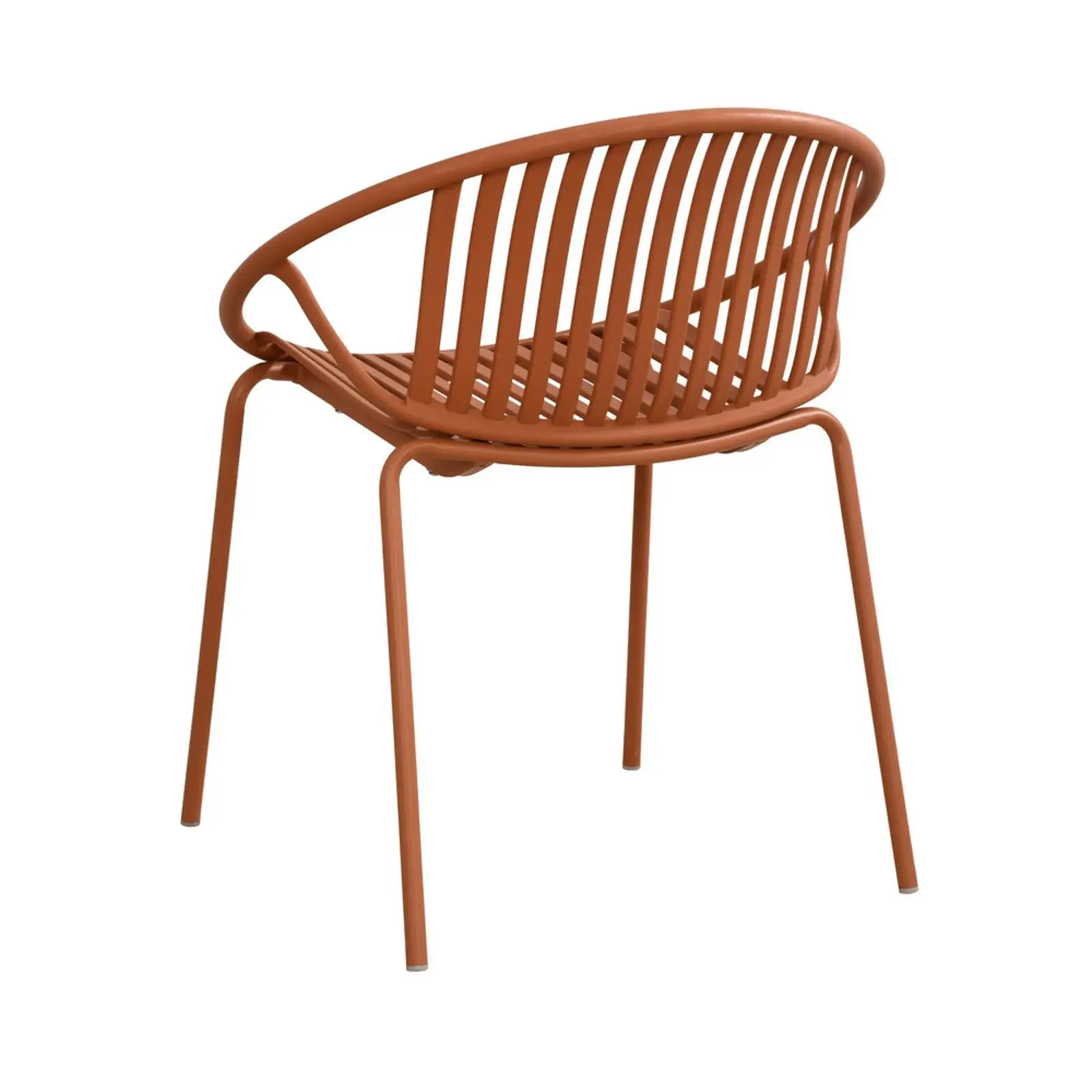 

Stackable Patio Dining Chairs Ergonomic Orange Seating Metal Legs Plastic Backrest for Porch and Outdoor Spaces