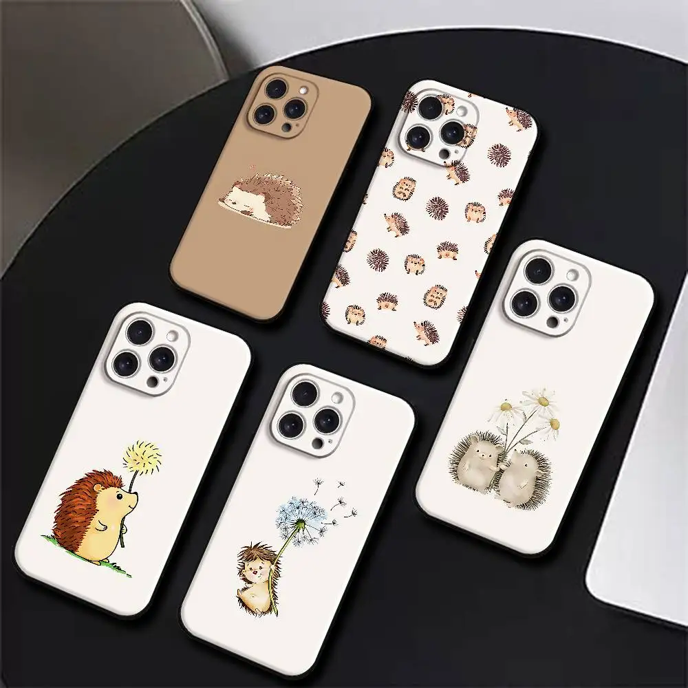 Cartoon Tier Igel Telefon Fall Telefon Fall Für Iphone 17 16 15 11 13 14 Pro Max X Xr Xs max 12 mini Schwarz Shell Abdeckung Fall