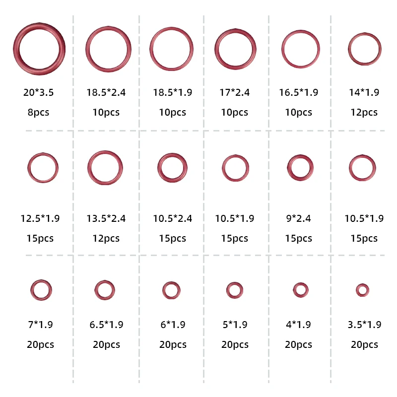 O-Ring Assortment HNBR Rubber O Ring Set Seal Kit for A/C Automotive Air Conditioning Seals R134a R12 Hydraulic Mechanical