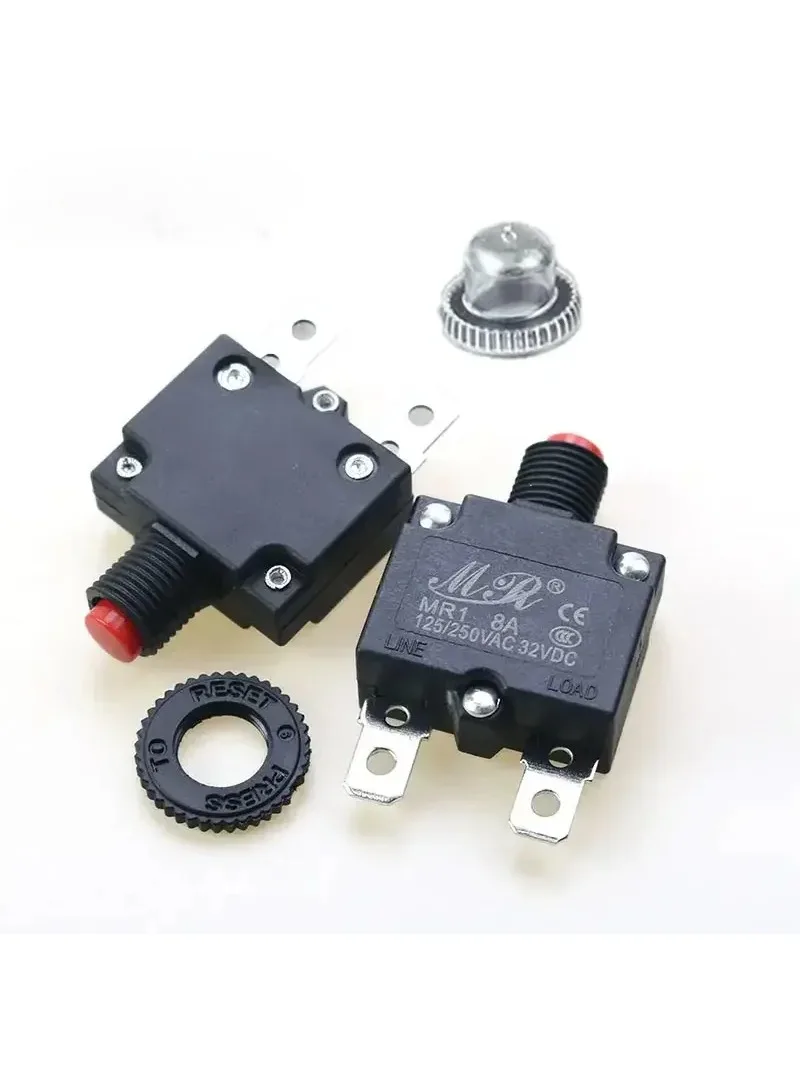 Disjoncteur protecteur de surcharge, 5 pièces, fusible 3A 4A 5A 8A 10A 12A 15A 18A 20A 25A 30A réinitialisable 220V avec capuchon étanche