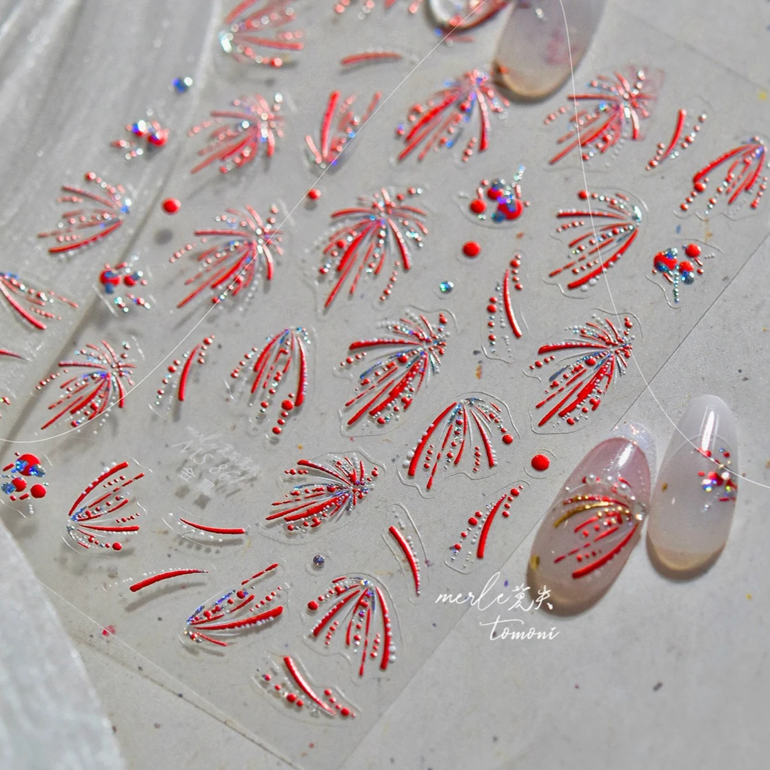 Fuochi d'artificio in oro rosso Cappello da leone Capodanno cinese Nodo Petardo Lanterna Fai da te Sollievo Autoadesivo Adesivi per nail art Decalcomanie per manicure