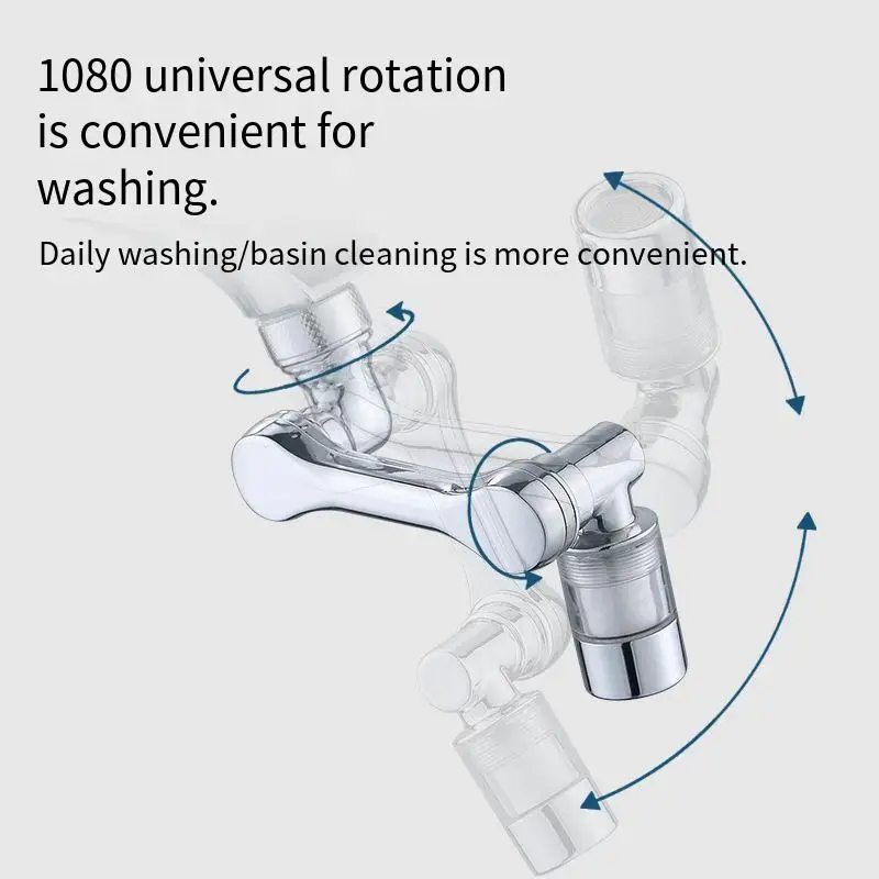 물튀김 방지 회전 물 절약 플라스틱 수도꼭지 스프레이 헤드, 1080 도 범용 탭 에어레이터, 세면대 탭 익스텐더 어댑터