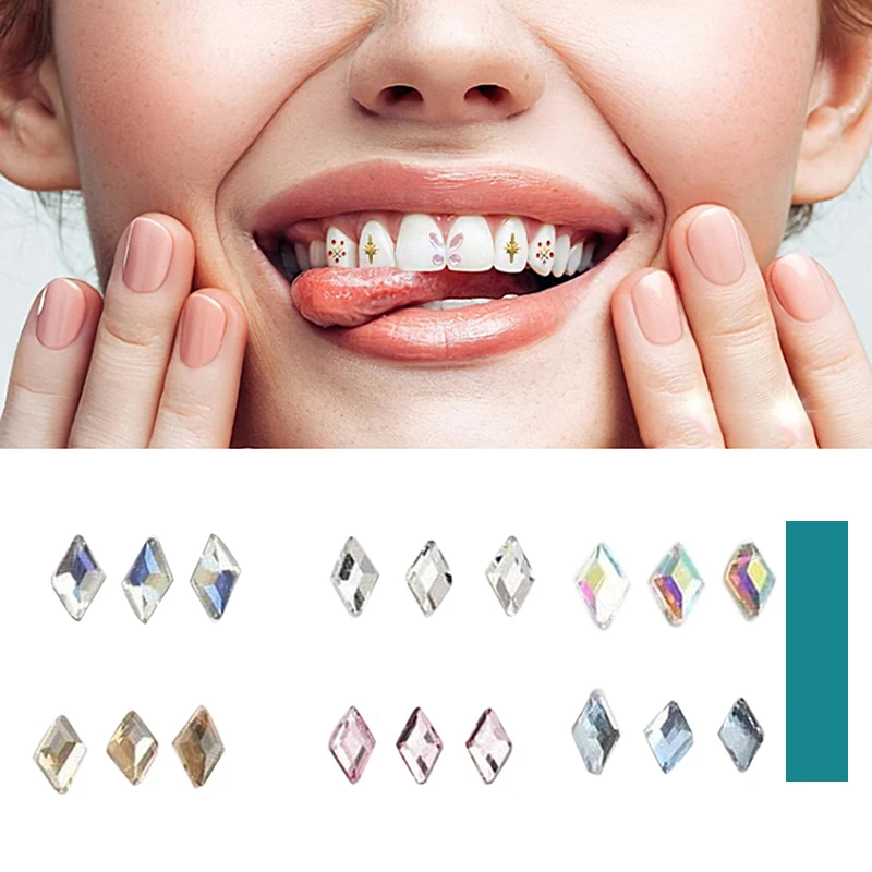 

5Pcs Multicolour Shiny Teeth Jewelry Decoration Dental Tooth Crystal Rhombus Shapes Ornament Diamond