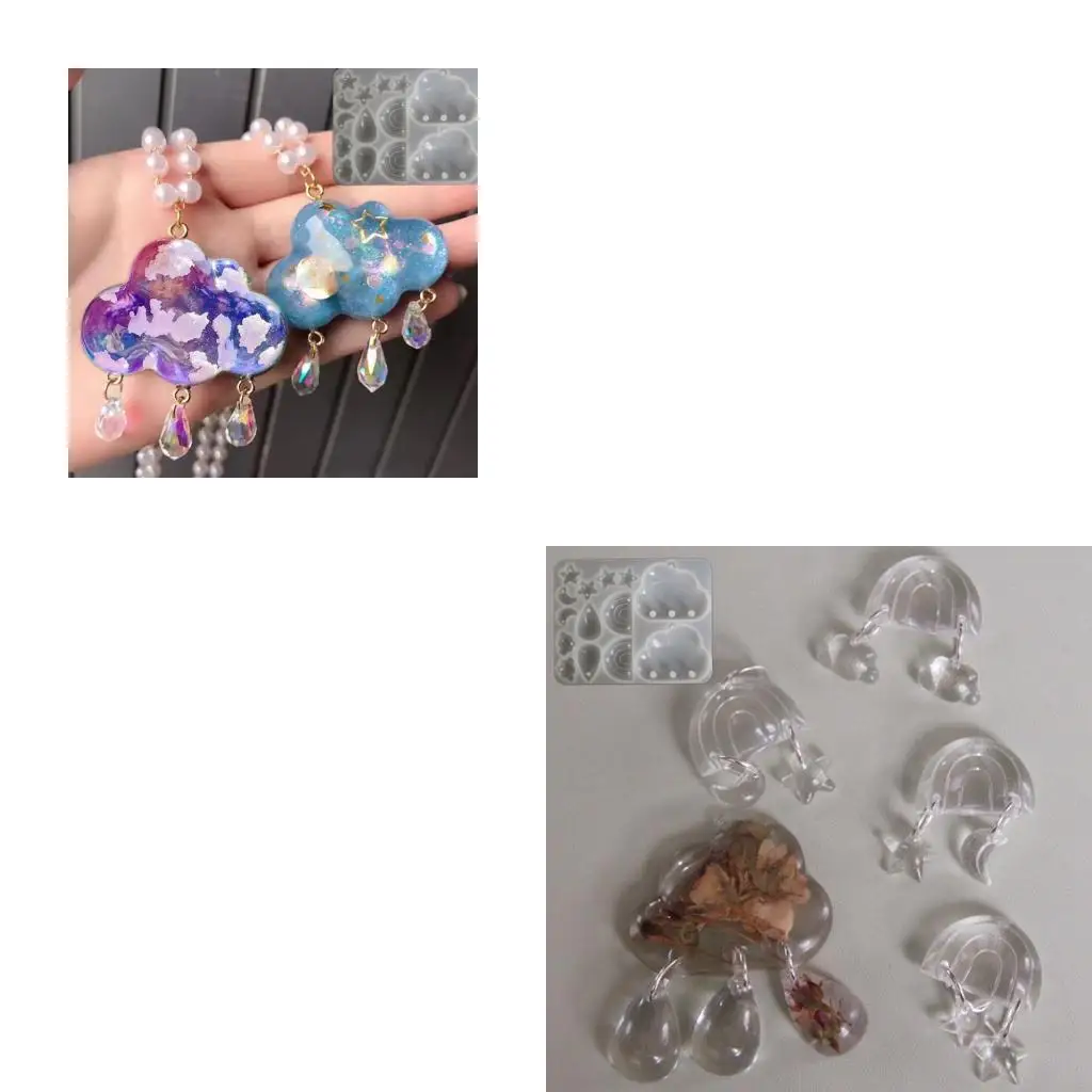 

Easy to Use Silicone Mould Practical Epoxy Resin Mold Star Moon Cloud Teardrop Mould Jewelry Charm Making Supplies