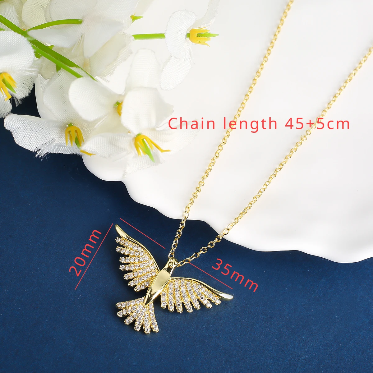 Copper Gold Plated Fashion Creative Eagle Micro Embedded Zircon Necklace Pendant Men's Personality Design Necklace Jewelry