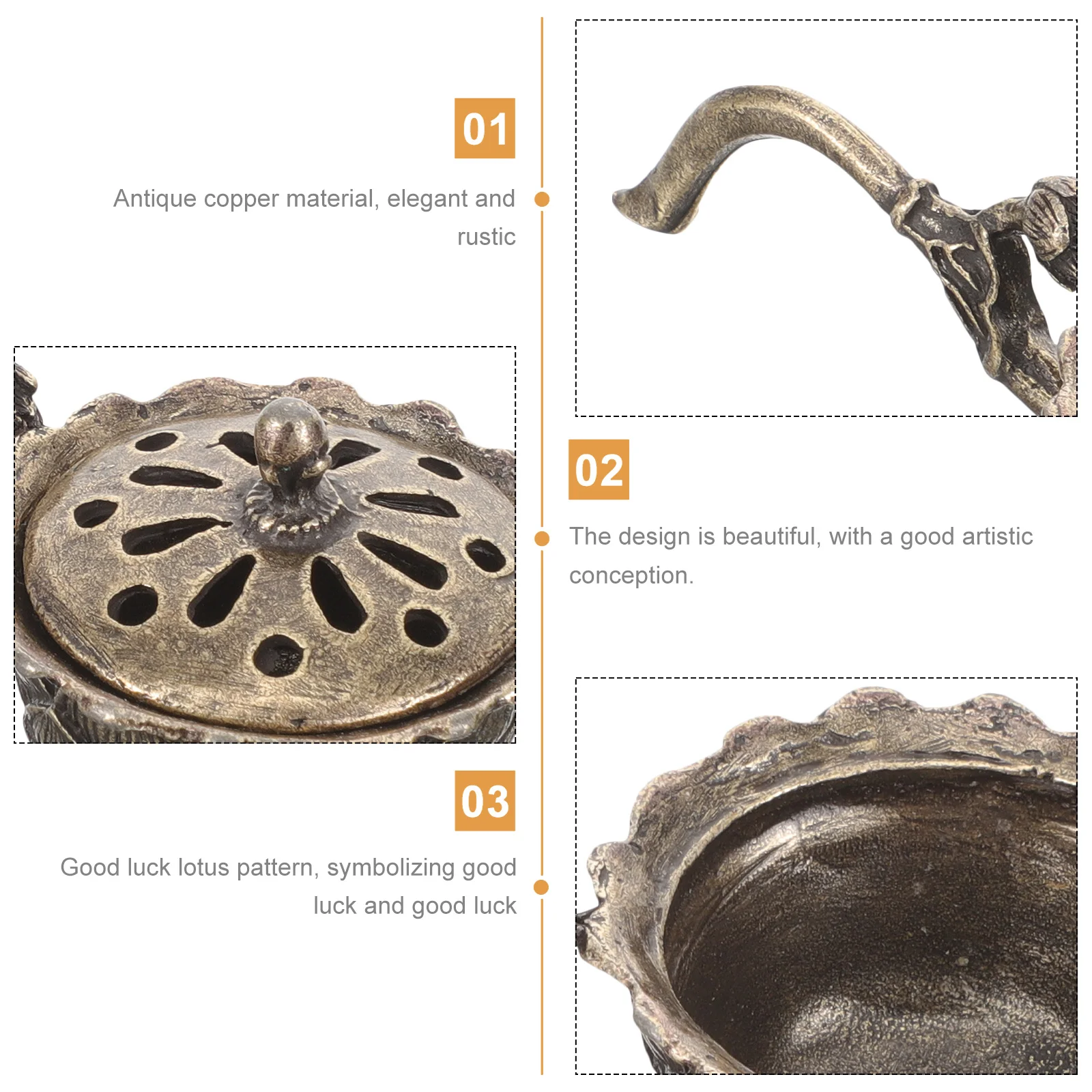 

Incense Burner Artistic Metal Censer for Indoor Aromatherapy Desktop Decoration and Air Purifier Cone Incense Holder