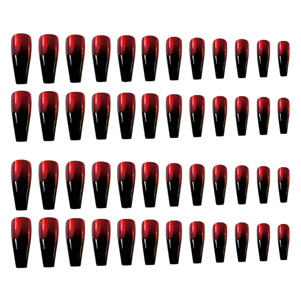 

48 шт., глянцевые градиентные кончики для ногтей балерины, полное покрытие, длинные накладные ногти, маникюрные инструменты для красоты, вечерние, свадебные