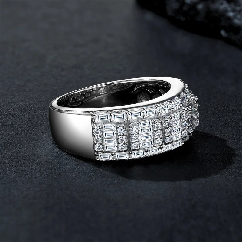 ZFSILVER Fashion Classic High Quality s925 Silver Moissanite Trendy Design Rectangle Ring Charms Women Jewelry Party Gift R16668