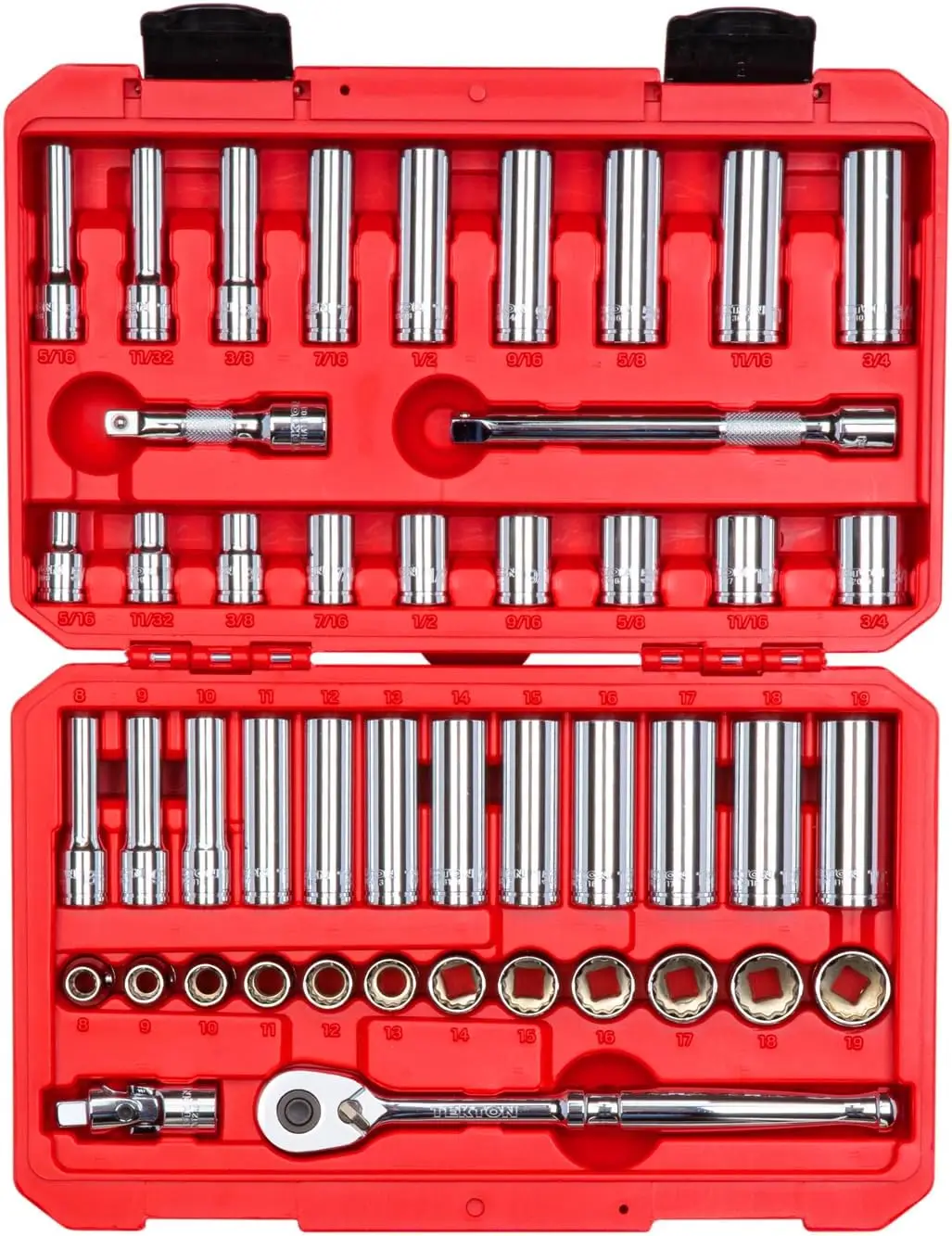 

46-Piece 3/8 Inch Drive Socket and Ratchet Set with Case, Includes Shallow and Deep Sockets in Inch and Metric Sizes