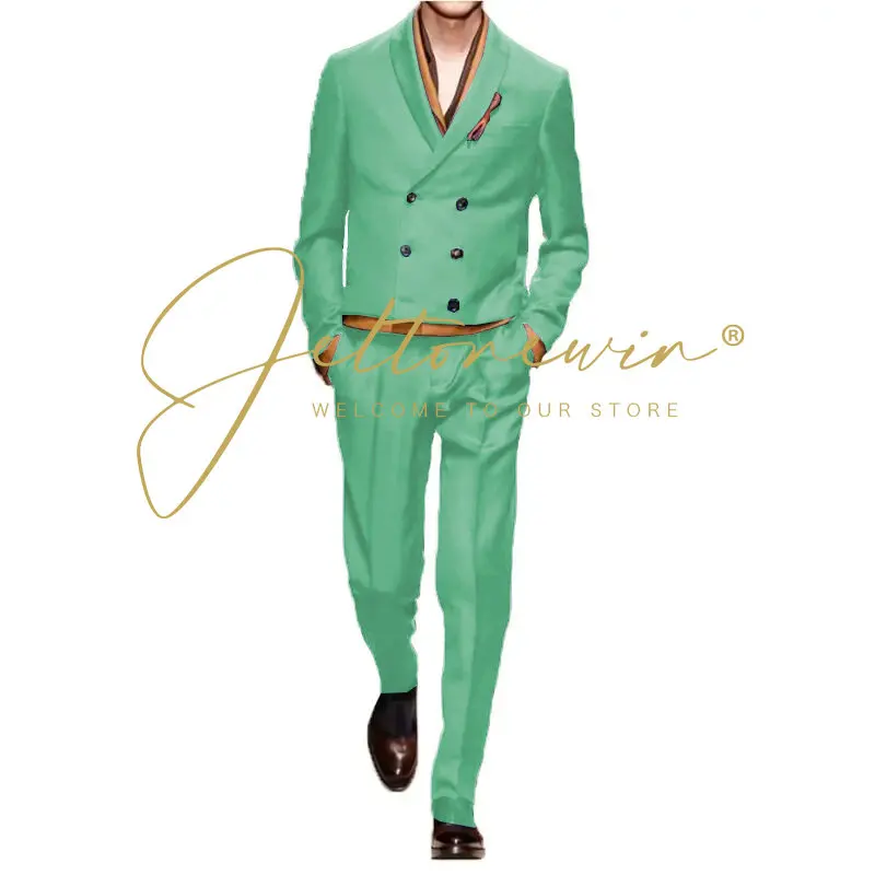 Latest Coat Pant Design 2025 Double Breasted Suits Men 2 Piece Set Formal Tuxedo Slim Fit Men Clothing Wedding Prom Dresses