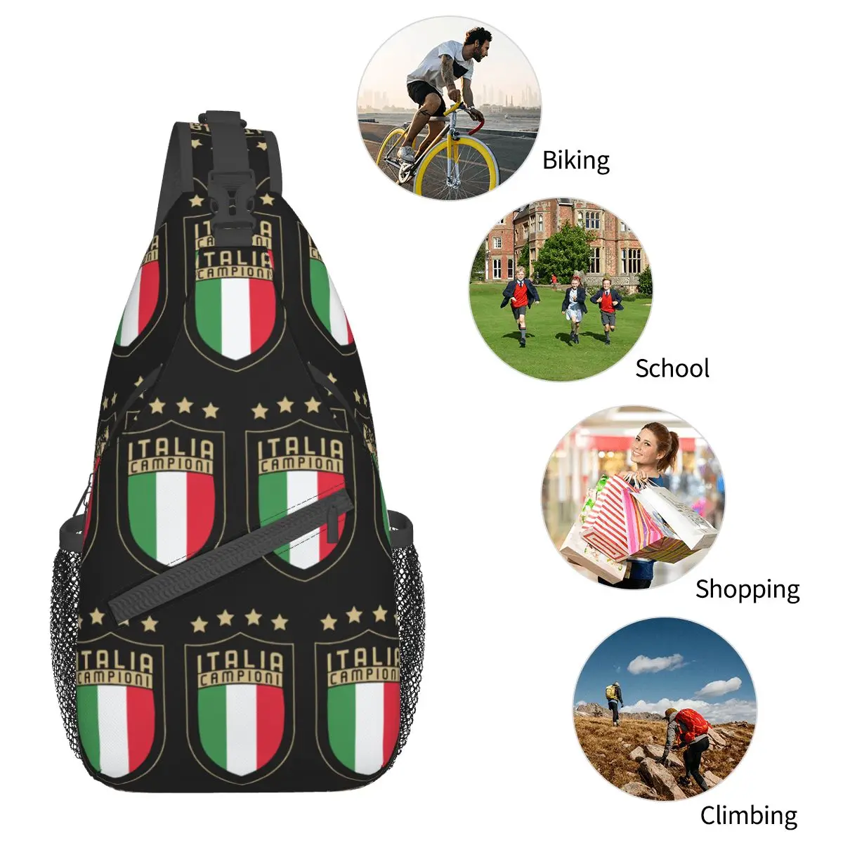 Italien Italien italienische Flagge Cross body Schulter taschen Mode Brusttasche Retro Schulter Rucksack Tages rucksack für Reisen Wandern Sport rucksack