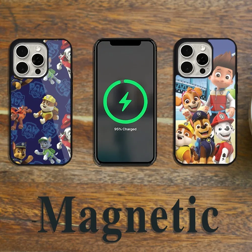 P-Paw C-Cartoon Patrol Phone Case Magsafe Magnetic For iPhone 11 12 13 14 15 Pro Max Plus Wireless Charging