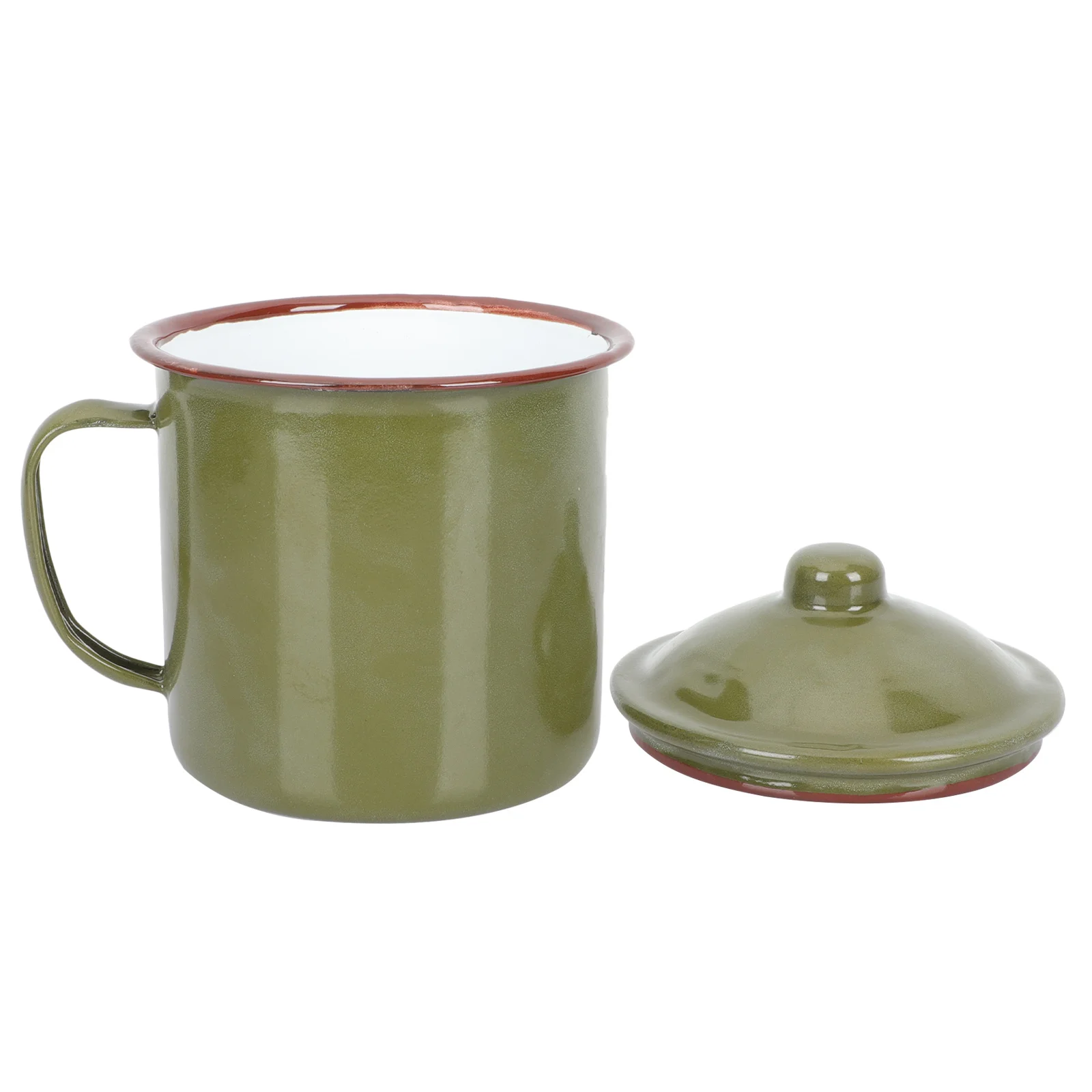 

Vintage Enamel Cup Military Green Sturdy Construction Insulated Comfortable Grip Ideal for Hot Cold Drinks Home Office