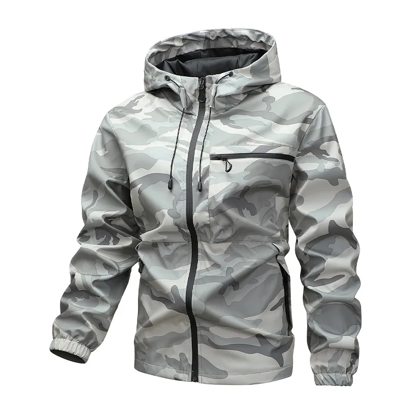 Zipper Pocket Autumn and Winter Printed High Street Casual Versatile Sports Outdoor Camouflage Hooded Jacket Top