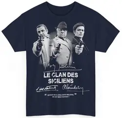 T-shirt Le Clan Des Siciliens, Alain Delon, Jean Gabin, Belmondo, Cinema Short Sleeve Tops Tees Cotton Print Tshirts