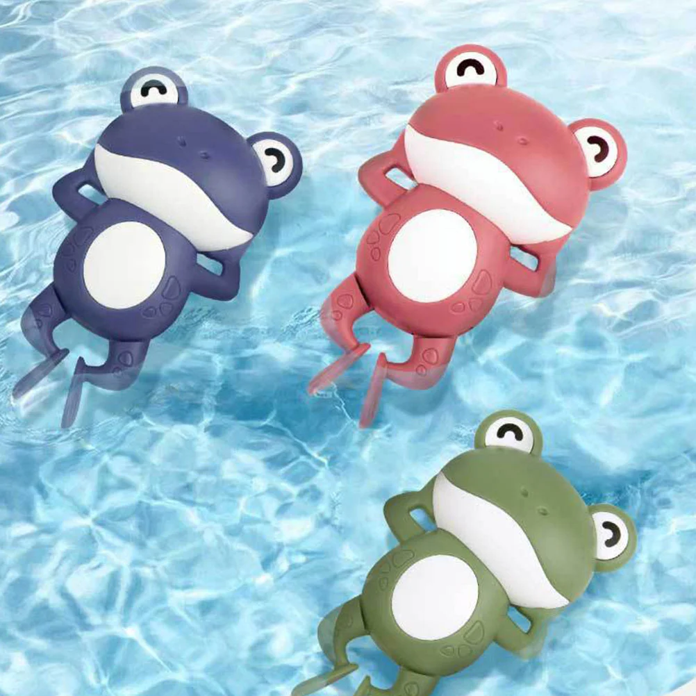 3 Pcs Wind-up Frog Baby Toys Bathing Playthings Clockwork Frogs Kids Educational Plastic Child