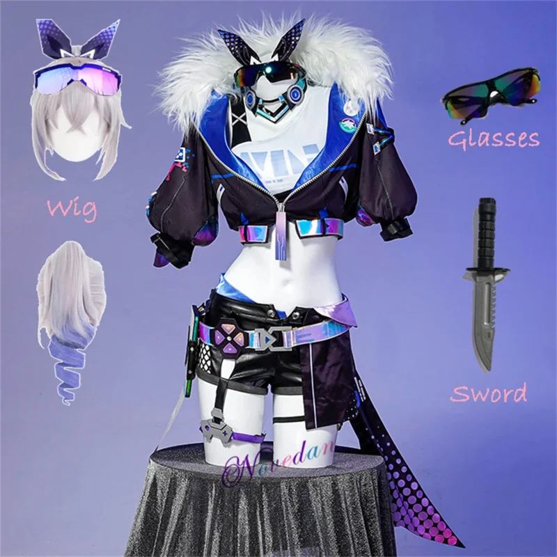 Honkai star Rail Silver Wolf cosplay costume wig hair game uniform glasses coat boots shoes props Halloween party outfit Women