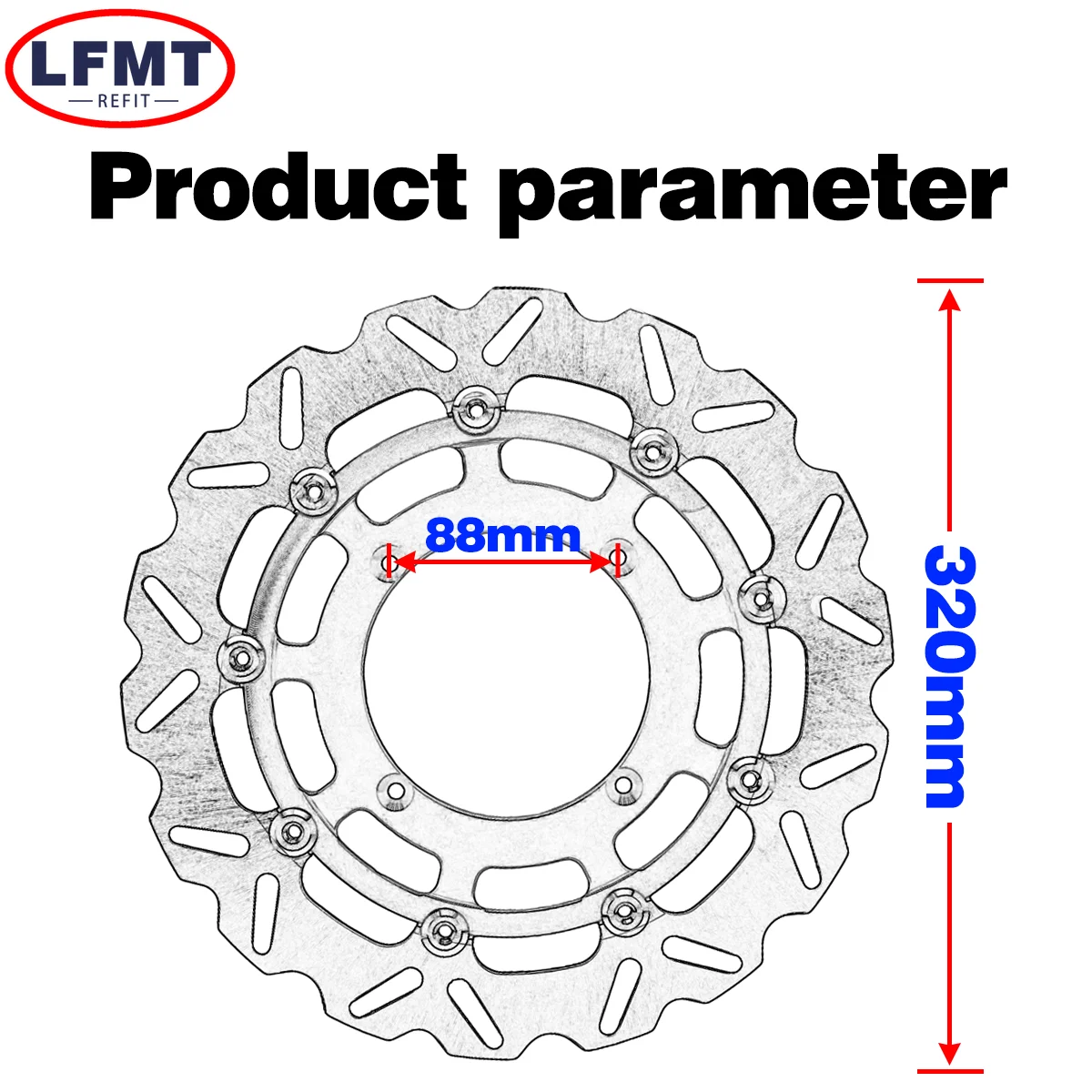 Motorcycle Aluminum 320MM Front Floating Brake Disc Rotor Adaptor For SUZUKI RMZ250 2007-2021 RMX450Z 2010-2019 RMZ450 2005-2021