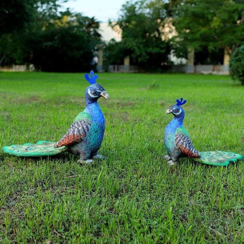 Simulation Blue Crown Peacock Doll Plush Toy Cross-border Peacock Stuffed Doll Children's Gift Photo Props