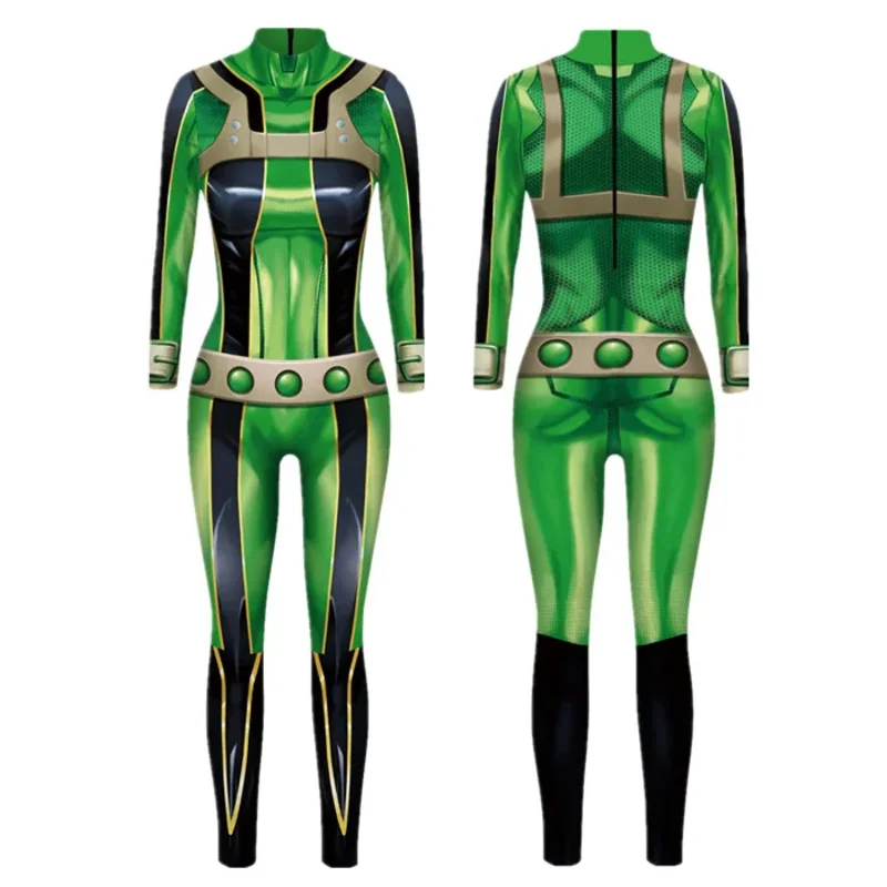 My Hero Academy Cosplay Costume Unisex Digital Printing Froppy Tsuyu Asui Bodysuit Jumpsuits Party Costume Fabric stretchable