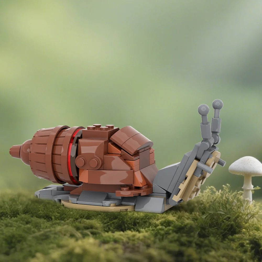 Klocki Gobricks MOC Gigantyczny Ślimak Afrykański Model Biologiczny Reptilia Klocki DIY Zabawka do Składania Prezent dla Dzieci