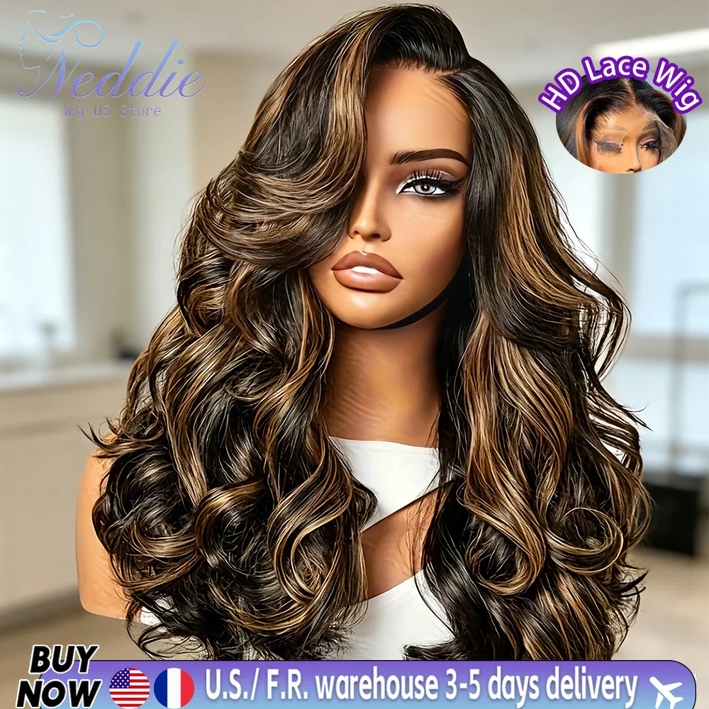 1B30 Highlight Body Wave Human Hair Wigs 13x6 13x4 Hd Lace Front Wig Brazilian Loose Body Wave 4x4 5x5 Pre Cut Lace Glueless Wigs