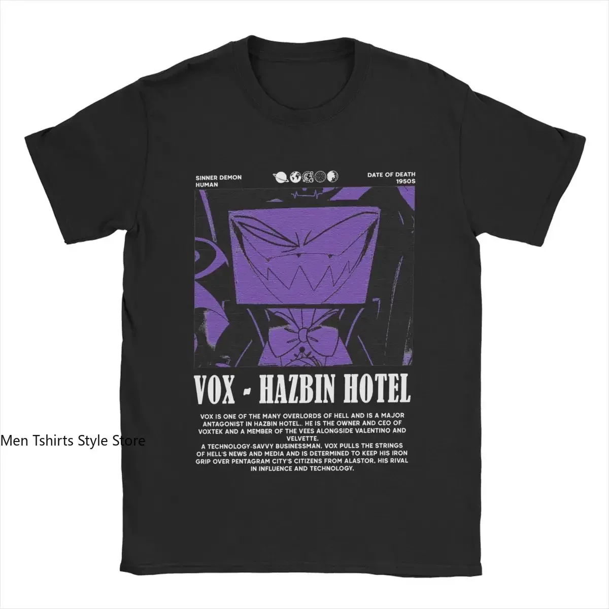 Vox Hazbins Hotels T-Shirts for Men Vintage 100% Cotton Tees Round Collar Short Sleeve T Shirt Graphic Printed Tops