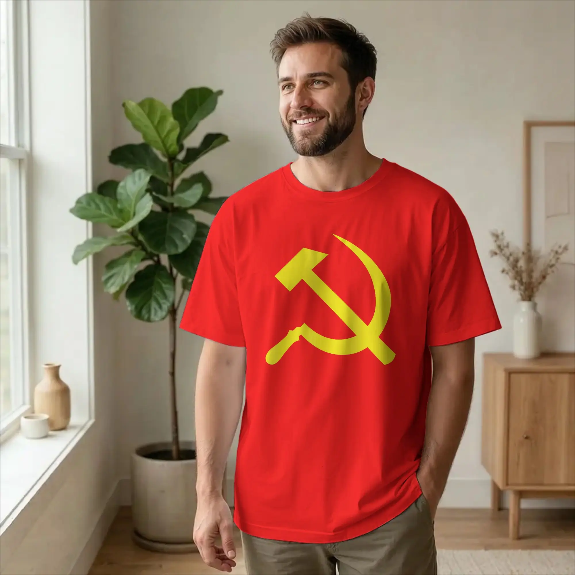 Men Hammer Sickle Soviet Union CCCP T Shirt USSR Russian Cotton merchandise Casual Short Sleeve Crew Neck Tees Graphic T-Shirt