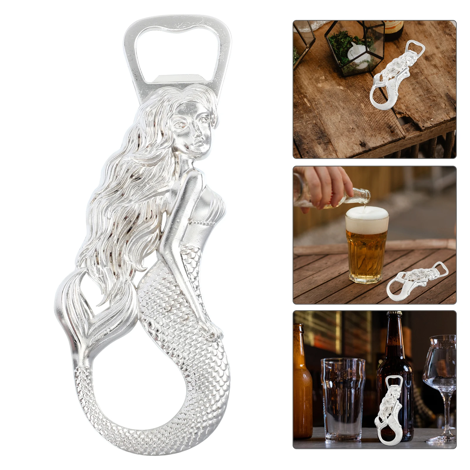 

2Pcs Mermaid Bottle Opener Zinc Alloy Lightweight Portable Beer Soda Fridge Magnet Birthday Gift Kitchen Bar Tool