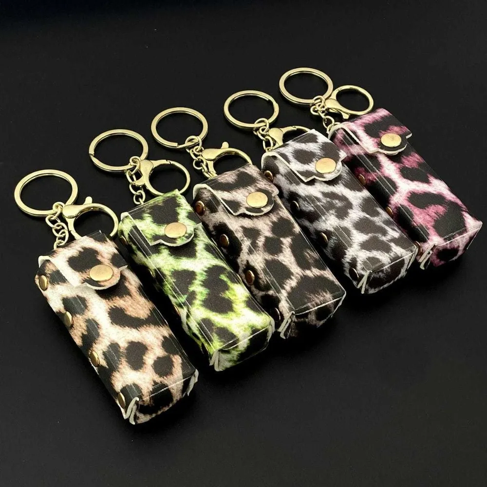 

Leopard Print Keyring Mouth Red Envelope Keychain PU Leather Car Accessories Pendant Portable Storage Bag Key Key Ring Chain