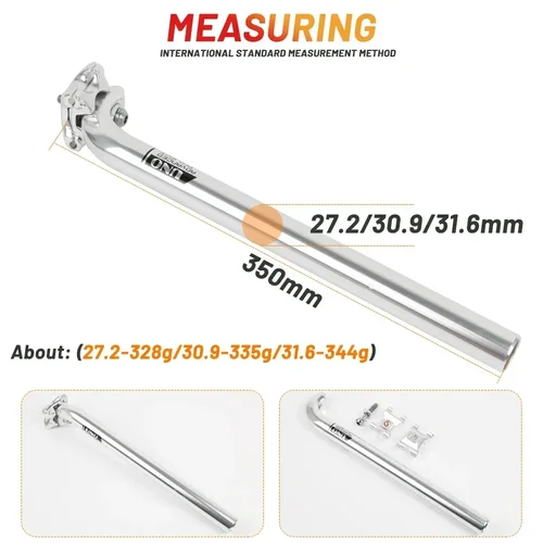 Imagen 2 del producto Tija de sillín de bicicleta ultraligera UNO, 27,2/30,9/31,6x350mm, tija de sillín de bicicleta forjada de una sola pieza, tubo de asiento de bicicleta de montaña, accesorios para bicicleta