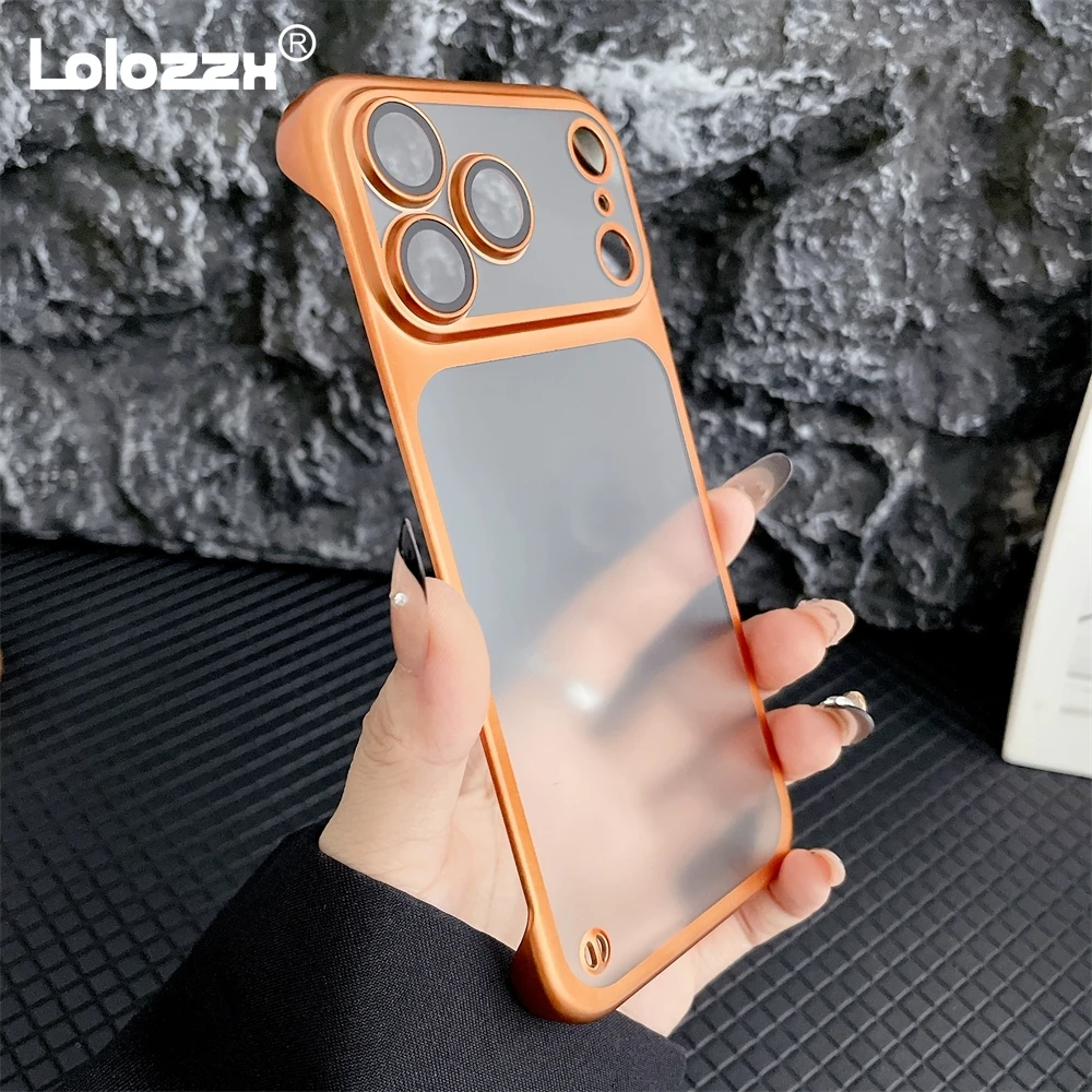 حافظة شفافة بدون إطار من البولي كربونات لهاتف آيفون 17 16 15 14 13 12 Pro Max غطاء خلفي شفاف لهاتف آيفون 17 16 15 14 13 12