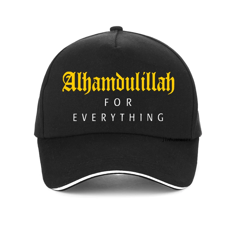 

Islamic Shirt For Muslim Men Alhamdulillah For Everything men golf hat Funny Cotton Adjustable Printing Baseball cap bone